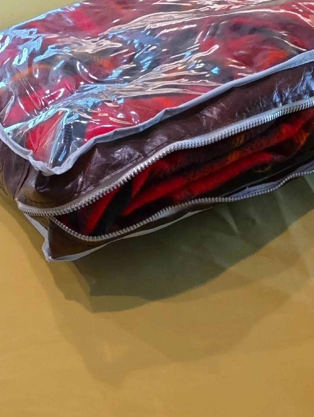 VTG Faribo Poncho Blanket Pak Red Plaid Stadium Throw Fringe New In Bag NOS